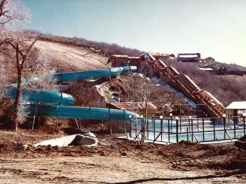 Construction of waterslide in 1981.